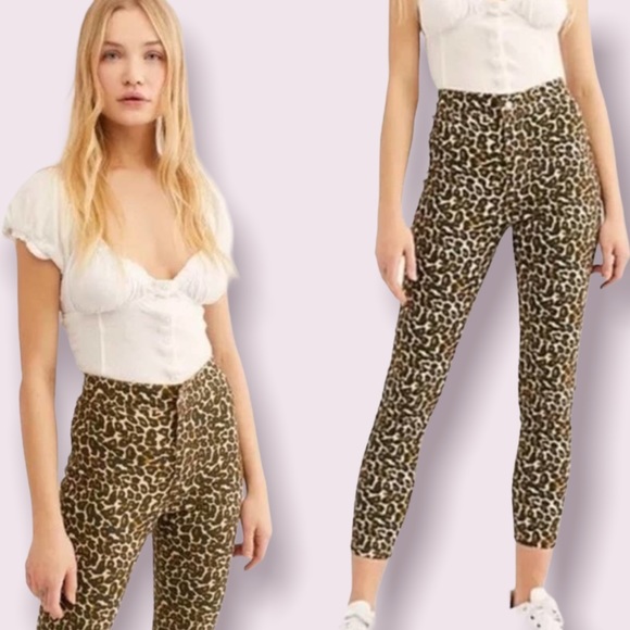 Free People leopard print skinny jeans